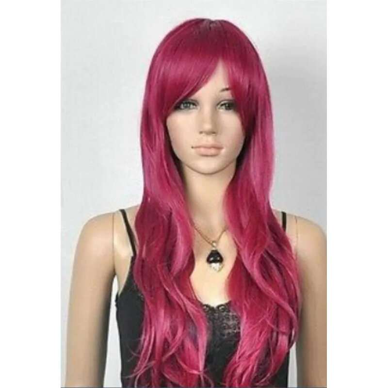 Wig rambut wanita, gaya baru mawar panjang merah wasy