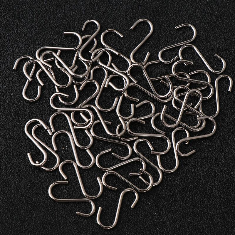100PCS DIY Mini S Shaped Hooks Sturdy Hooks Stainless Steel Hangers Metal DIY Jewelry Accessory High Quality Hanging Hooks