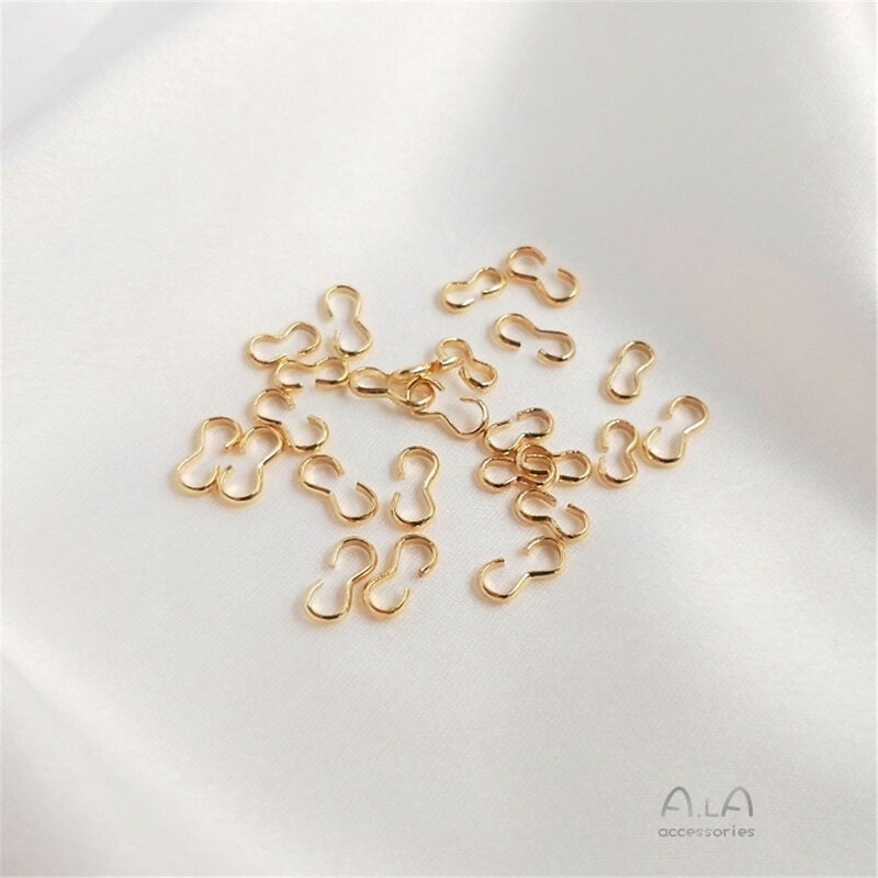 14K rame placcato oro apertura a forma di 8 fibbia a forma di 3 gioielli fatti a mano fai da te orecchini braccialetto collana accessori di connessione