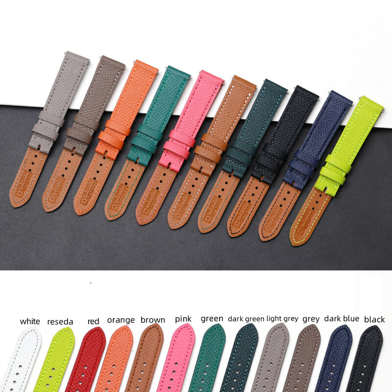 PESNO-correas de reloj de cuero genuino de piel de becerro colorida, muñequeras para mujer con Pin de liberación rápida, adecuado para H Hour, 16mm, 20mm