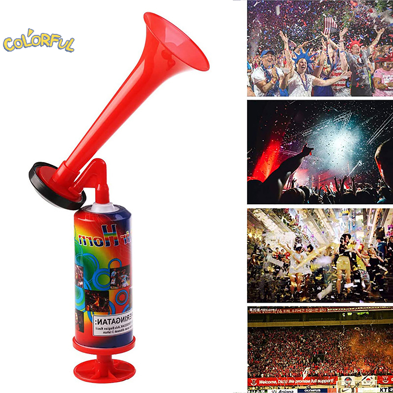 Pipa plastik Vuvuzela rendah suara penggemar Cheer sepak bola klakson udara Speaker cheerleader penggemar klakson Push pompa Gas klakson