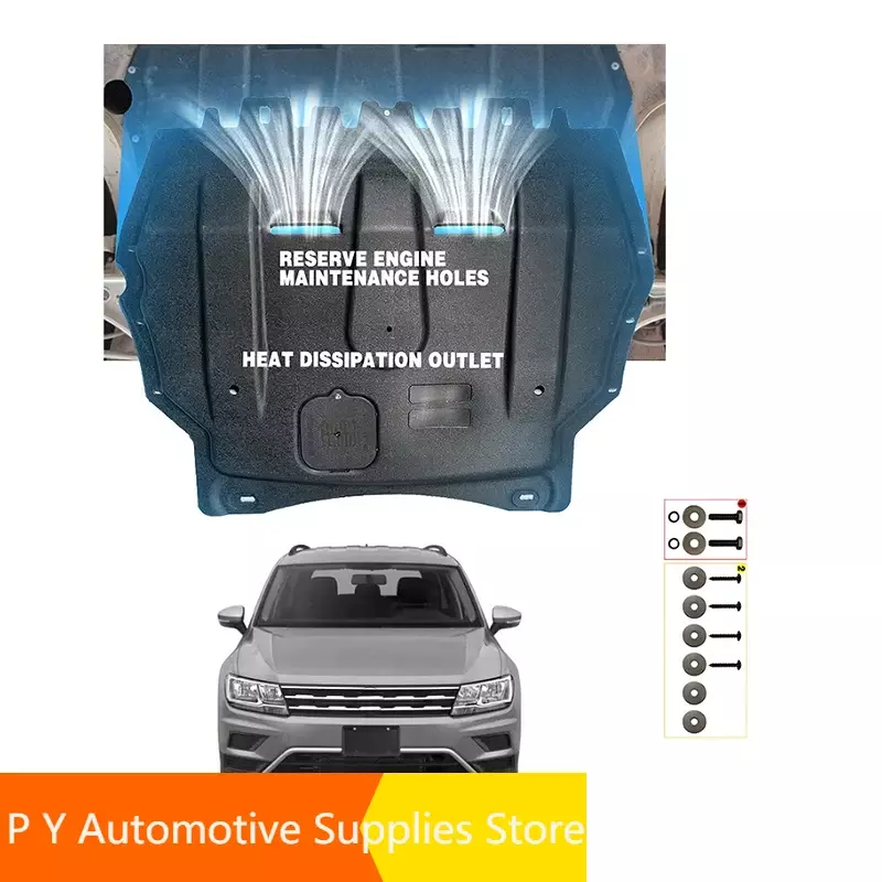 Pelindung mesin di bawah mobil pelindung papan spatbor pelindung lumpur Panel pelat untuk VW Volkswagen Tiguan 2018-2021 1.4T 2.0T