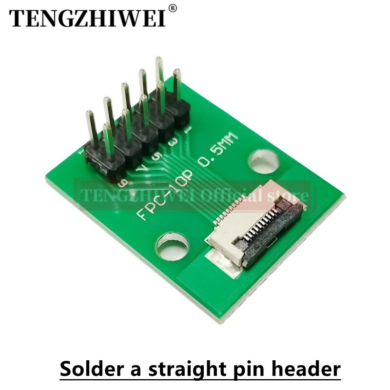 5PCS FFC/FPC adapter board 0.5MM-10P to 2.54MM welded 0.5MM-10P flip-top connector Welded straight and bent pin headers