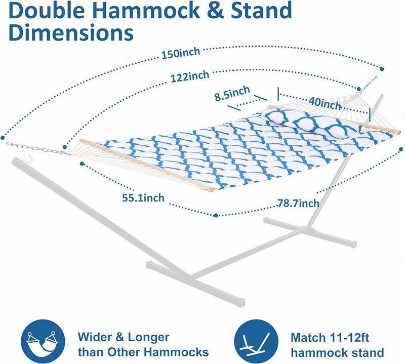 SUNCREAT Hammocks Extra Large Hammock with Spreader Bar, Heavy Duty Backyard Hammock with Steel Chains