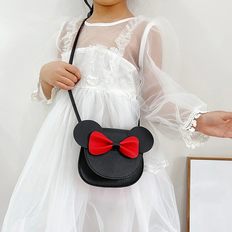 Сумка кросс-боди с мультяшным принтом для маленьких девочек, милая сумка через плечо с магнитной застежкой и бантом в виде мыши и ушей