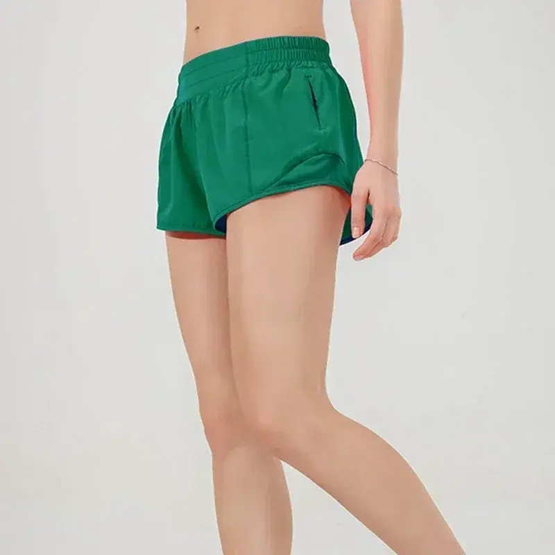 Pantalones cortos profesionales de Yoga para mujer, bolsillo con cremallera lateral, ligeros, transpirables, de secado rápido, para gimnasio, entrenamiento, correr