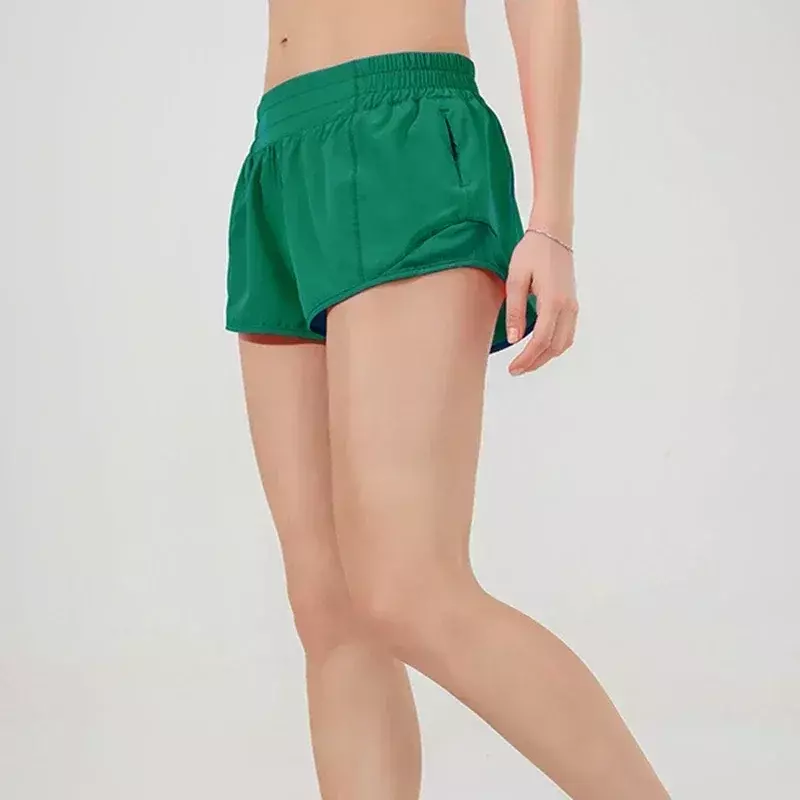 Pantalones cortos profesionales de Yoga para mujer, bolsillo con cremallera lateral, ligeros, transpirables, de secado rápido, para gimnasio, entrenamiento, correr