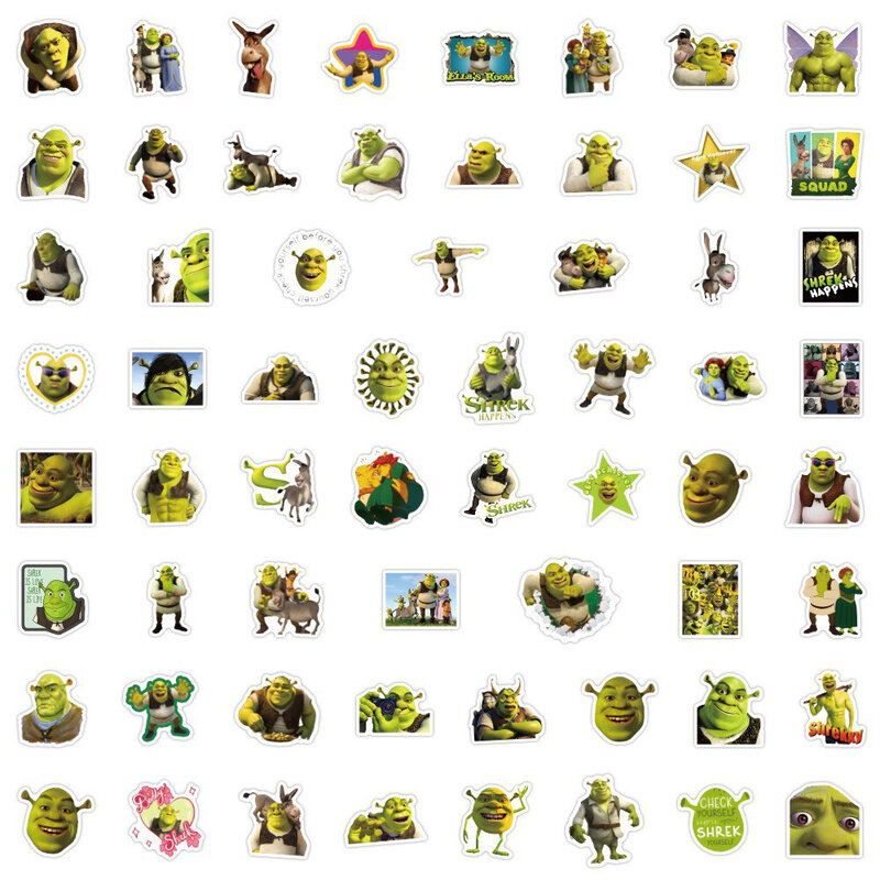 Autocollants drôles de dessin animé Monster Shrek, autocollants de bricolage, graffiti étanche, ordinateur portable, réfrigérateur, décalcomanies, jouets d'anime, 10 pièces, 30 pièces, 50 pièces, 120 pièces