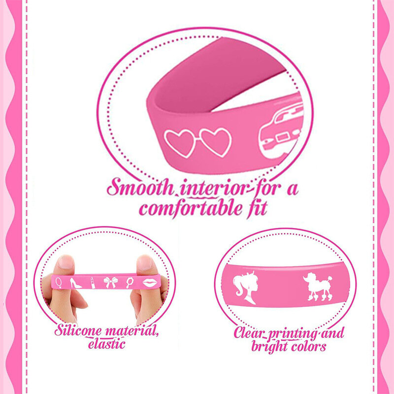 Силиконовый браслет Miniso для Барби, аксессуары для украшения, модные розовые браслеты для взрослых и детей, подарок на день рождения