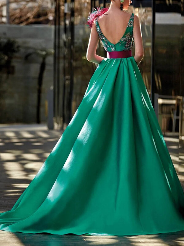 Sexy Side Slit Prom Dress 2024 Elegant Sleeveless Evening Dresses Classic Satin Floor Length Gowns Vestidos De Novia