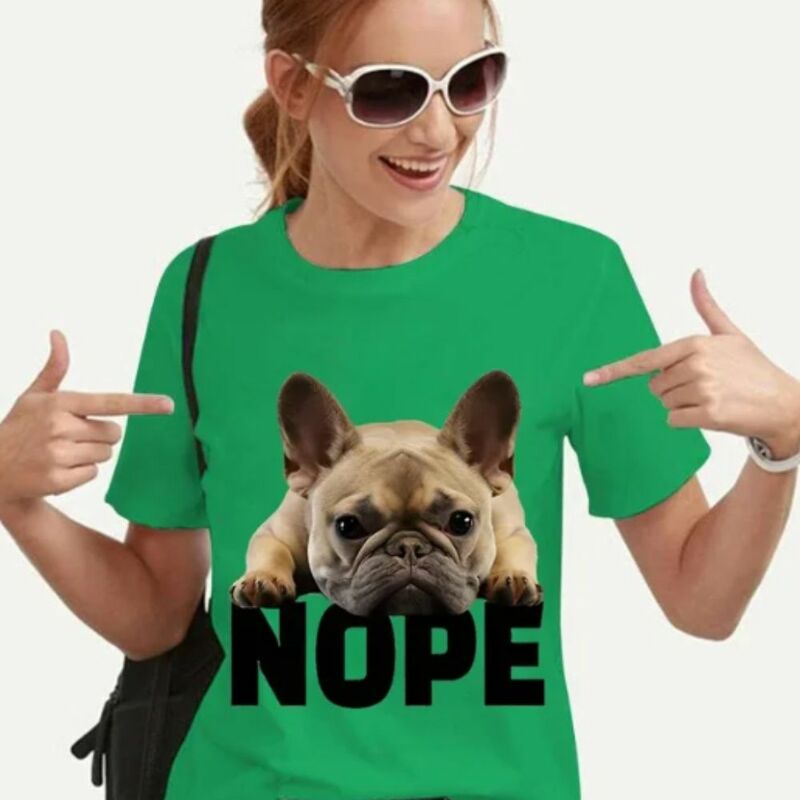 Französisch Bulldogge Nope T-Shirts Sommer neue weibliche T-Shirt Harajuku Kurzarm T-Shirt für Damen bekleidung 2024 Mode T-Shirt
