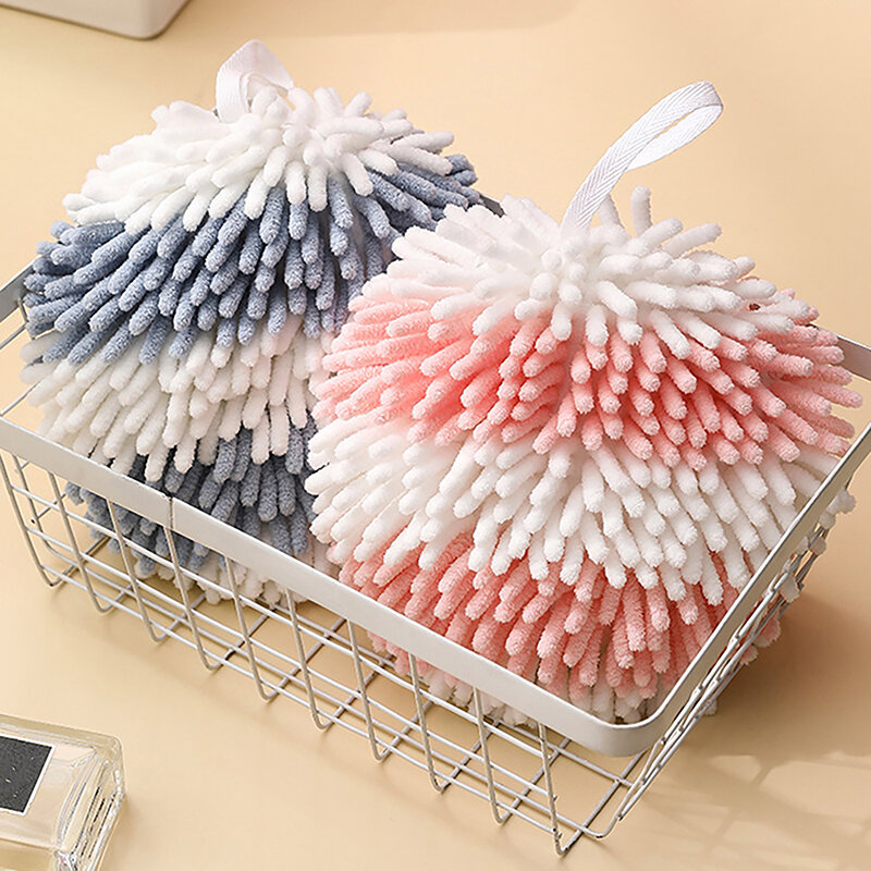 Bathroom 18cm Chenille Hand Towels Wipe Hand Towel Ball With Hanging Loops Quick Dry Kitchen Soft Absorbent Microfiber Handball