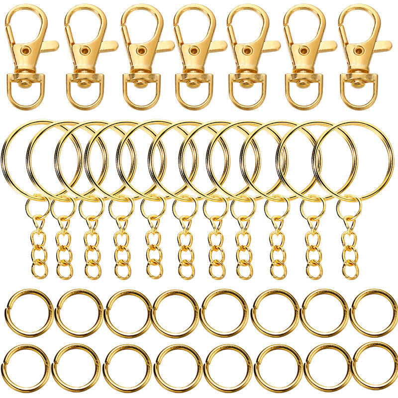 70 buah/set kait Snap putar dan cincin kunci dengan konektor cincin lompat rantai untuk gantungan kunci DIY Lanyard pembuatan perhiasan perlengkapan