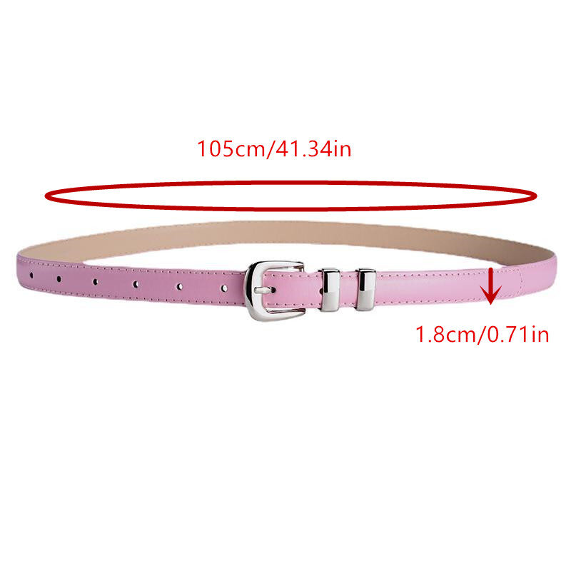 New Fashion Women Personality PU Leather Belt Candy Colored Silver Buckle INS Style Decorated Waistband Elegant Dress Jeans Belt