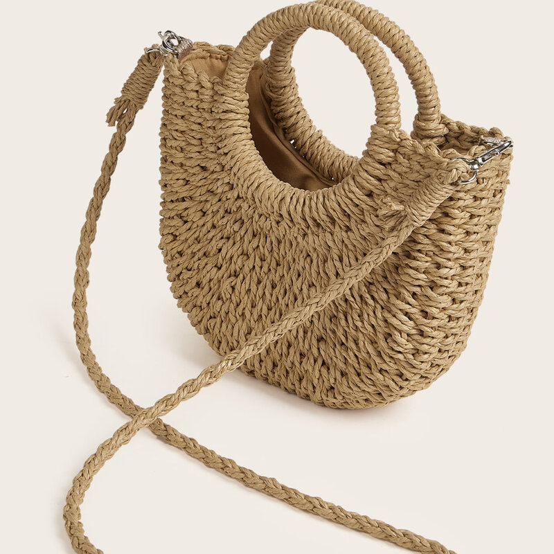 Плетеная Сумка-ранец с кольцом, модель пляжная сумка с ручкой идеально подходит для летнего пляжа, путешествий, отпуска, набор бумажников для женщин среднего возраста, классика