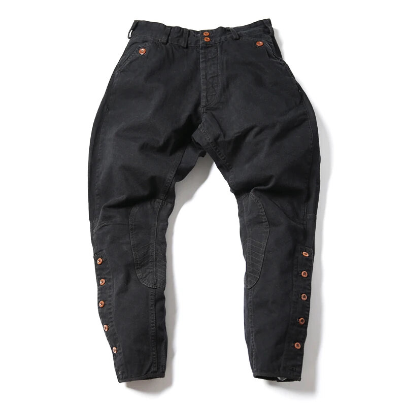 Pantaloni da moto Vintage NON STOCK per pantaloni da equitazione da uomo a vita media neri