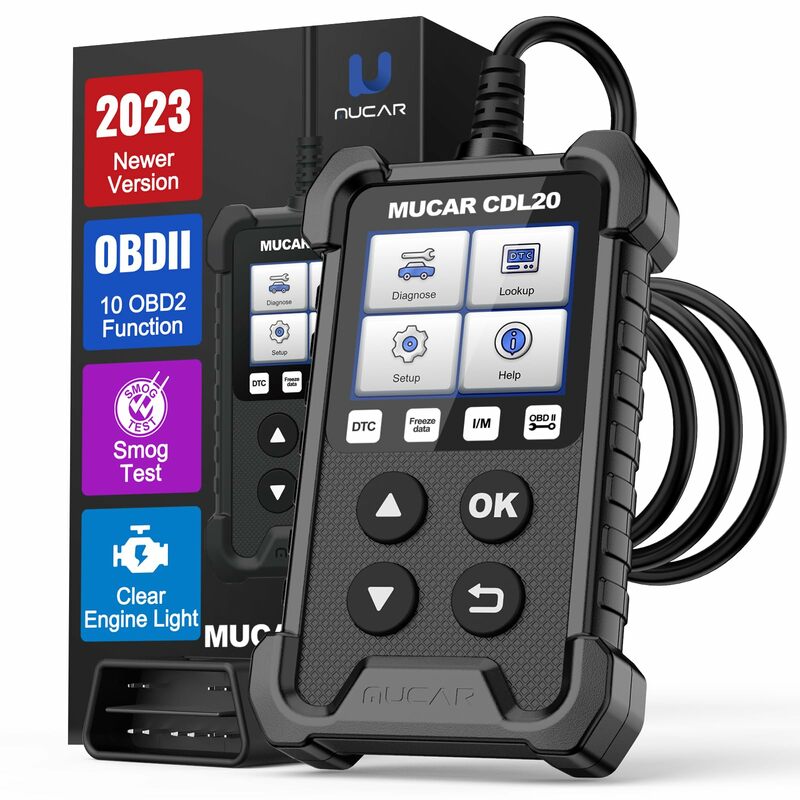 MUCAR CDL20 OBD2 alat diagnostik mobil, pemindai otomatis tes asap lampu mesin bening pembaca kode OBD 2