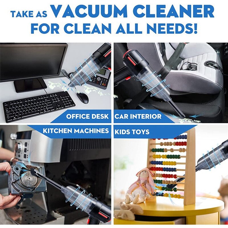 2X 3-In-1 Computer Vacuum, Compressed Air Duster Blower, Portable Handheld Vacuum Cleaner Cordless Rechargeable