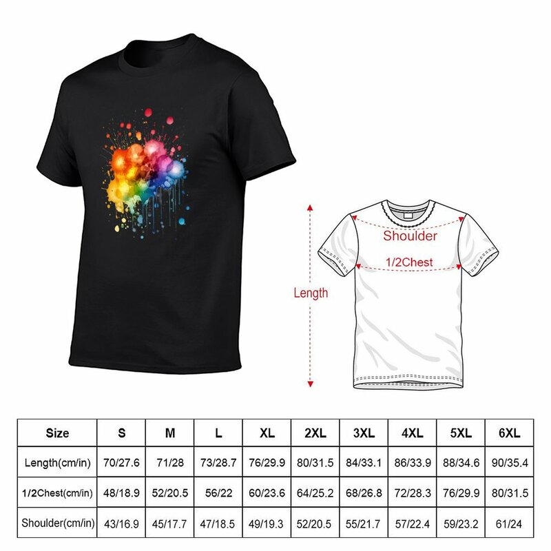 T-shirt masculina Splashes of Color #1, camisa de treino, branco, Anime Funnys, menino