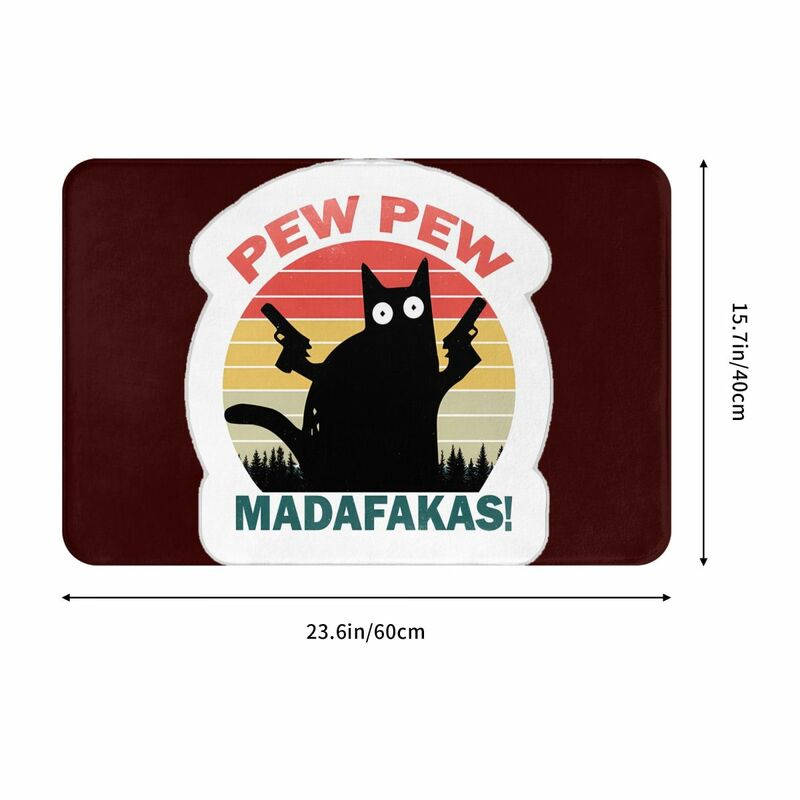 Pew Pew Madafakas 검은 고양이 도어매트, 주방 카펫, 야외 러그, 홈 데코