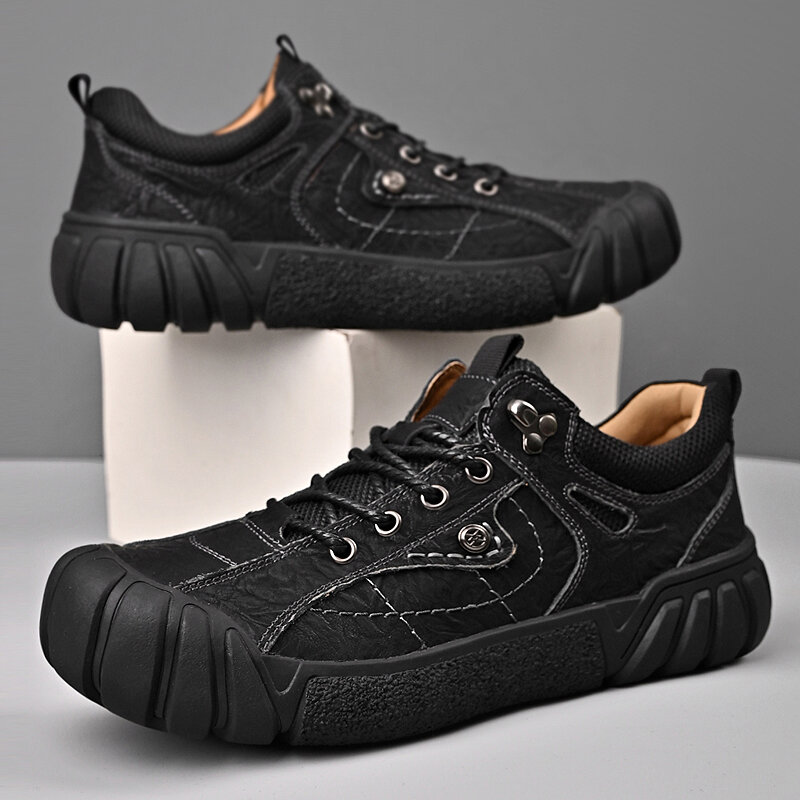 รองเท้าหนังอ๊อกซฟอร์ดสำหรับผู้ชาย, รองเท้าหนังลำลองแบบผูกเชือกรองเท้าหนังวัวแท้ระบายอากาศได้ดีรองเท้าส้นเตี้ย