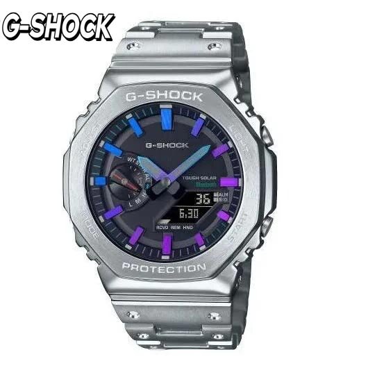 Jam tangan pria Formal baja Stopwatch multifungsi tenaga surya tahan air mode casing logam seri GM-B2100BD G-SHOCK baru
