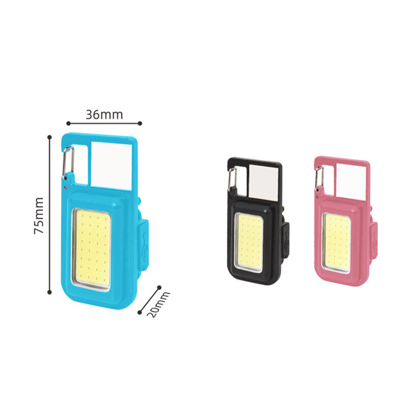 USB Mini LED Keychain Light, Lâmpada de trabalho multifuncional Cob, Luz noturna de emergência, ao ar livre, Camping, Pesca