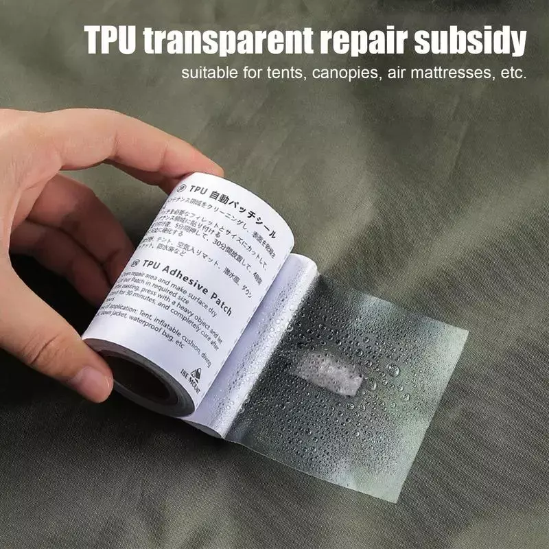 เครื่องมือกลางแจ้งสติกเกอร์ TPU กันน้ำโปร่งใสสำหรับผลิตภัณฑ์พองเสื้อกันฝนเต็นท์ว่ายน้ำแหวนแพทช์ซ่อมแซม
