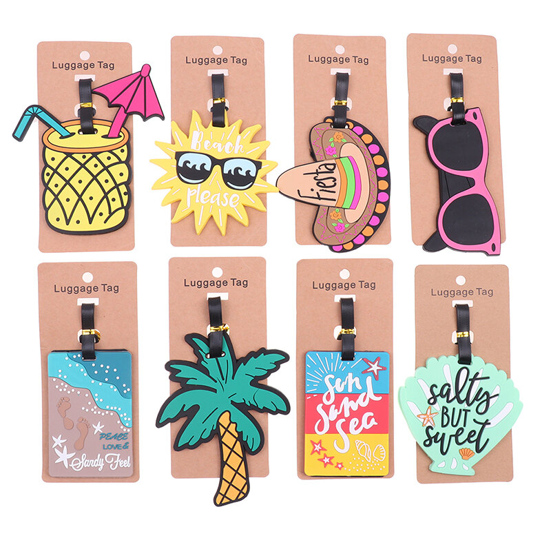 Étiquette de bagage créative en PVC, étiquette de valise portable en pton, porte-adresse d'identité, bagages de fruits, voyage, plage d'Hawaii
