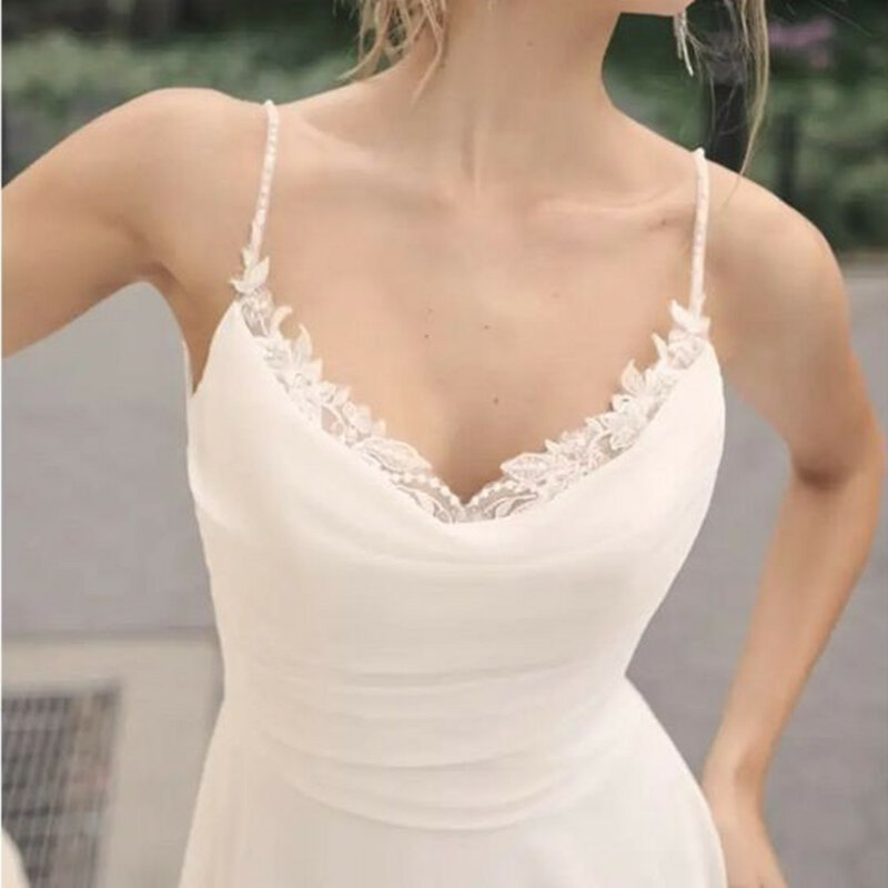 LoveDress-vestido De novia con cuello en V, traje Sexy sin mangas con tirantes finos, Espalda descubierta, cremallera y botones