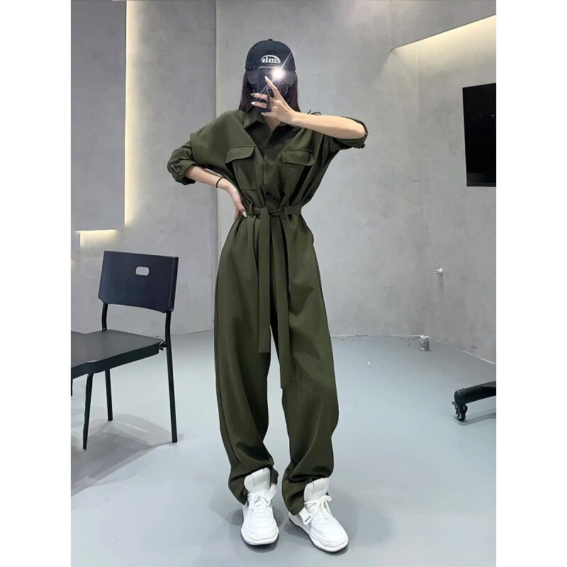 Fashionable Design Sense Workwear Jumpsuit for Women's 2024 Spring New Loose and Slimming Jumpsuit Wide Leg Pants Female Clothes