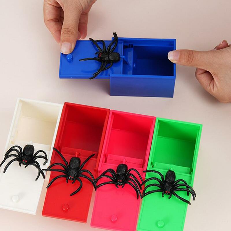 Rubber Spider Spoof Color Box Halloween Spoof Creative Tricky Thumb Toy Spider Children Home Office Fun Toy Scary Gift Color