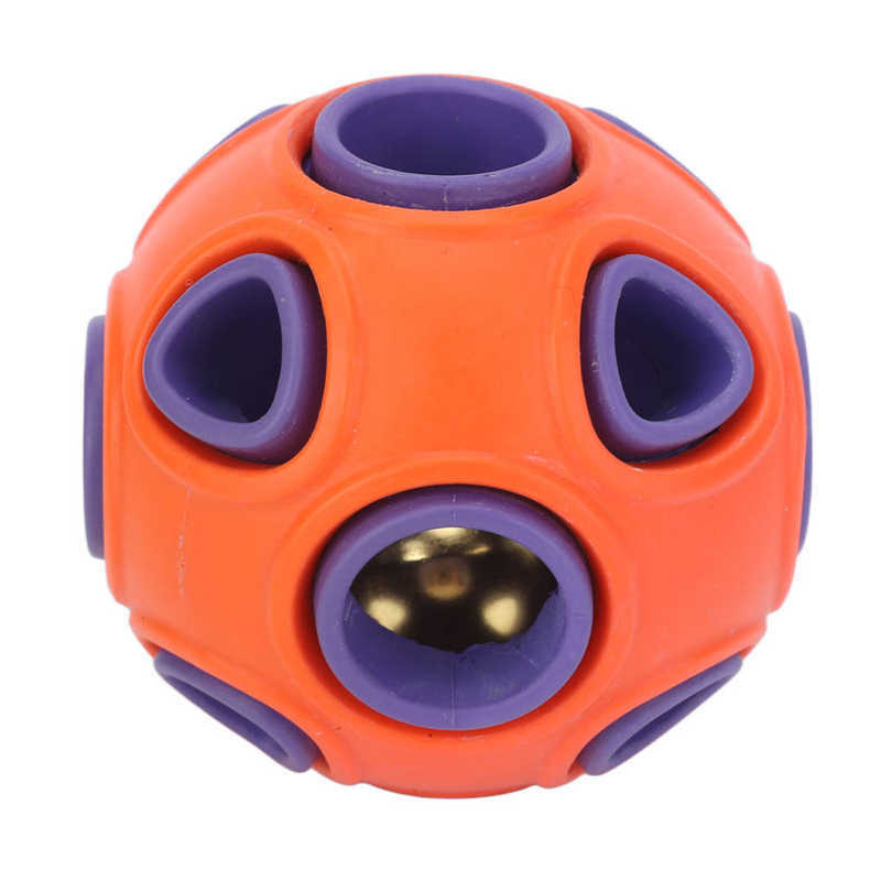 Dog Toy Ball Bite Resistant Durable Rubber Interactive Pet Food Dispensing Toy Ball with Bell Sound for Dogs Cats Squeaky
