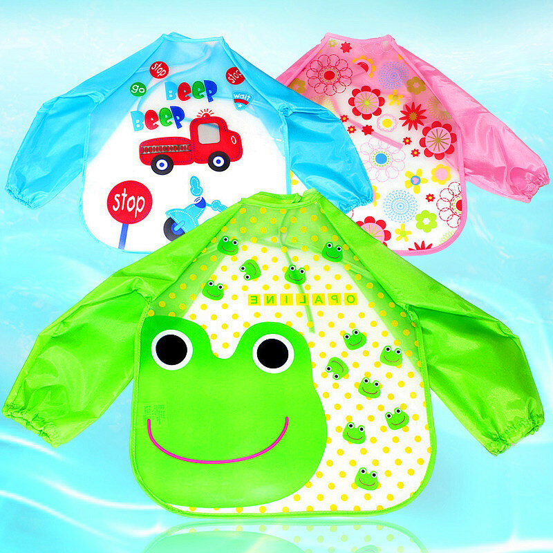 Bayi EVA bebas mencuci baju anak-anak pakaian terbalik sepenuhnya tahan air portabel pakaian makan celemek Bib melukis pakaian
