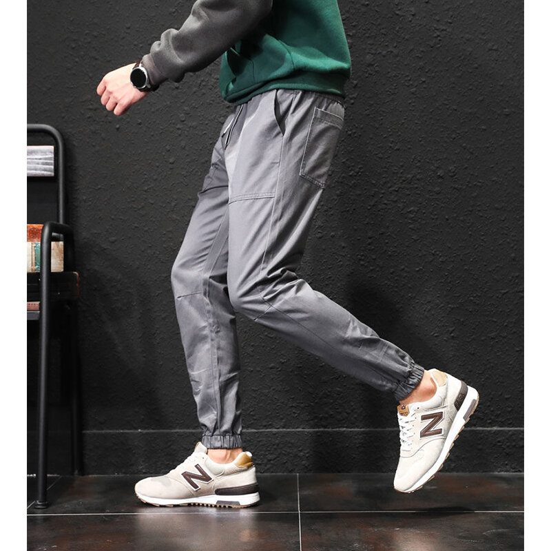 Весенне-осенние свободные повседневные спортивные брюки Y2K с эластичным поясом, мужские Модные универсальные брюки в Корейском стиле, мужская одежда