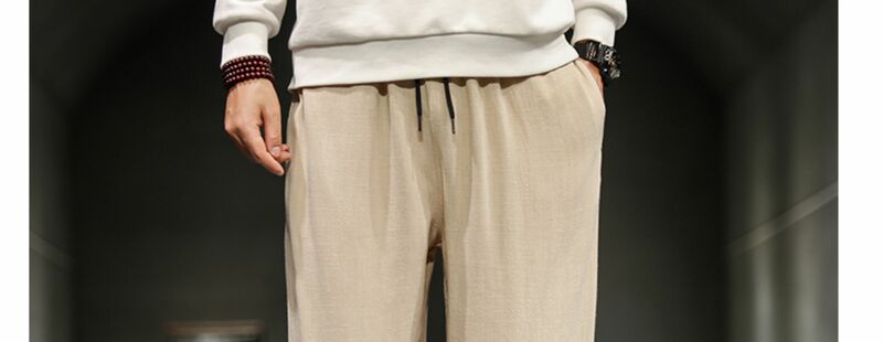 Pantaloni Casual estivi in stile cinese pantaloni Harem in lino di cotone larghi traspiranti e confortevoli con fibbia a disco pantaloni alla caviglia
