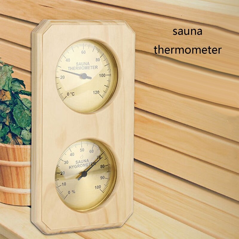 ميزان حرارة ساونا 2 في 1، جهاز قياس حرارة ساونا خشبي، ميزان حرارة ومقياس رطوبة داخلي للفندق أو غرفة الساونا