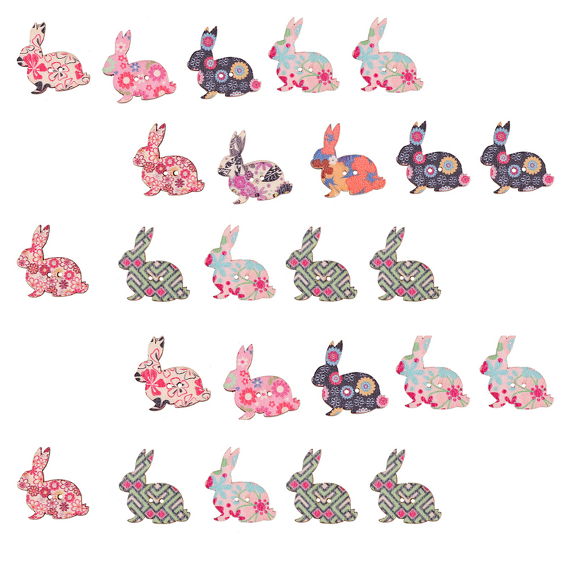 100 Pcs Wooden Rabbit Craft Scrapbooking Cartoon Rabbit Easter Decorations Ornamentss Diy Craft Scrapbooking Cartoon Rabbit