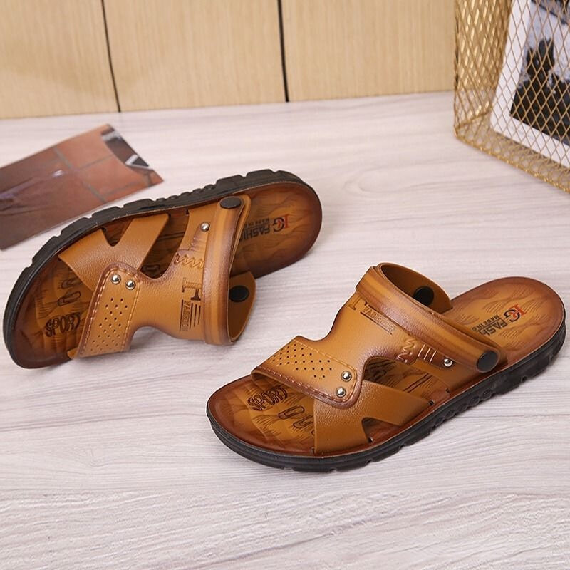 Men's Beach Open Toe Shoes Sandals High Quality Non-slip Men Slippers Breathable Two Uses Male Footwear Mens Summer Outdoor Shoe