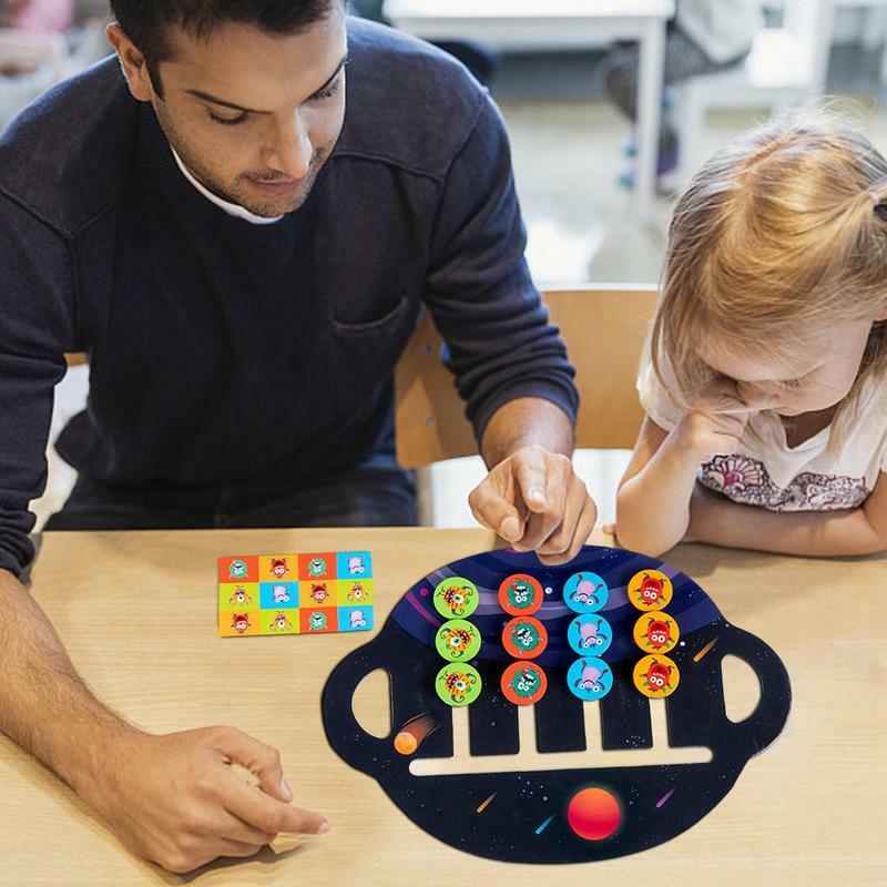 나무 슬라이드 퍼즐 게임 몬테소리 교육용 4 색 인식 및 모양 매칭 보드 게임 슬라이딩 퍼즐, 어린이용 장난감