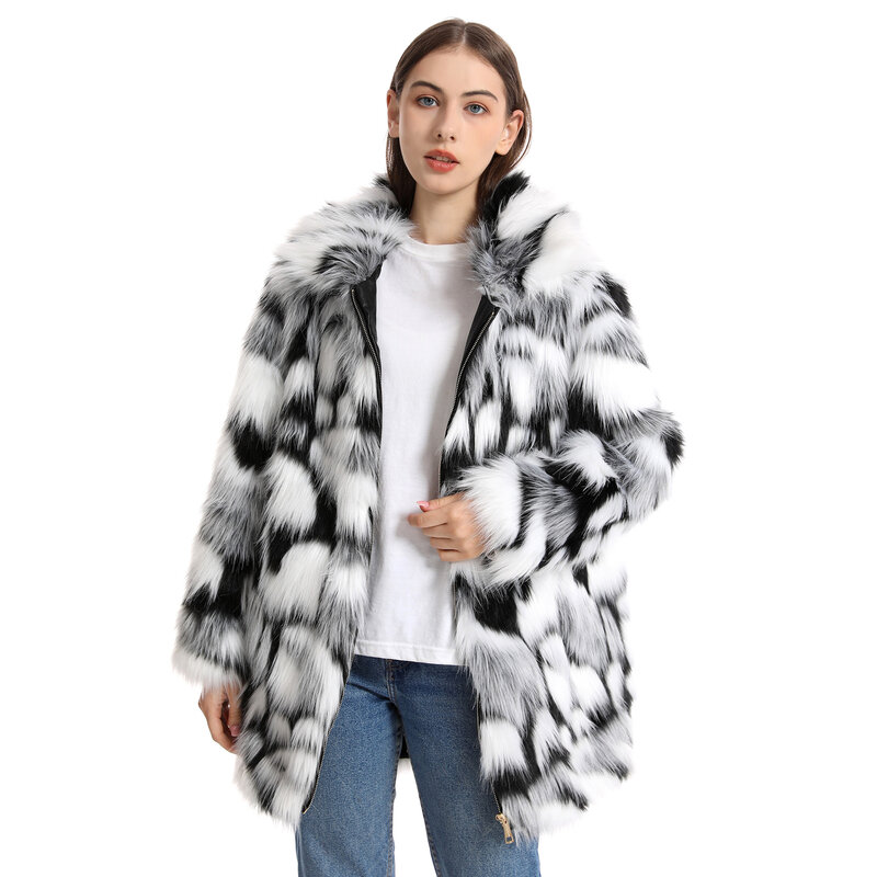 Новинка, плюшевое пальто, женская теплая зимняя куртка средней длины и уплотненная Повседневная модная Свободная Женская одежда из искусственного меха