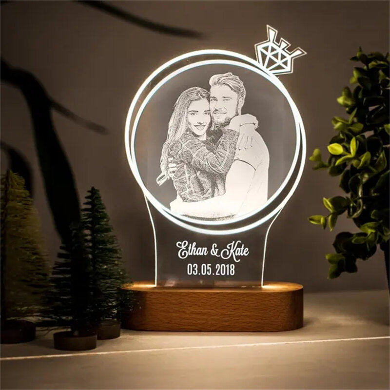 Lampada fotografica 3D foto e testo personalizzati personalizzati personalizzati san valentino anniversario di matrimonio compleanno regali di luce notturna 3D