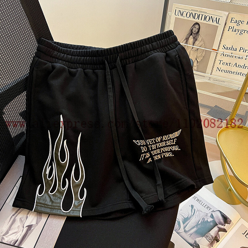 Pantalones cortos de corte recto para hombre y mujer, Shorts holgados de tela cómoda, informales, con logotipo bordado