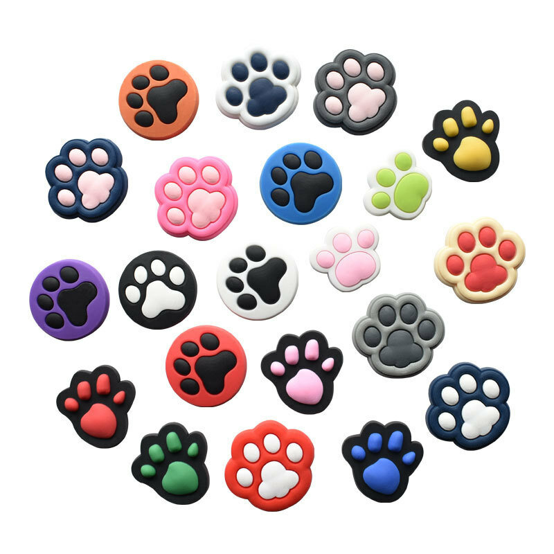 PVC 1pcs or lot dog cat paw shoe buckle charms accessories decorations for sandals sneaker clog wristbands straw kids unisex gif