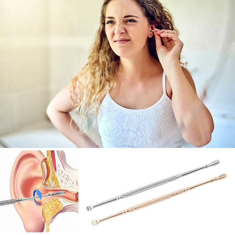 Mawar emas baja tahan karat Spiral sendok Telinga alat penggali kotoran telinga perawatan kotoran telinga alat pembersih telinga
