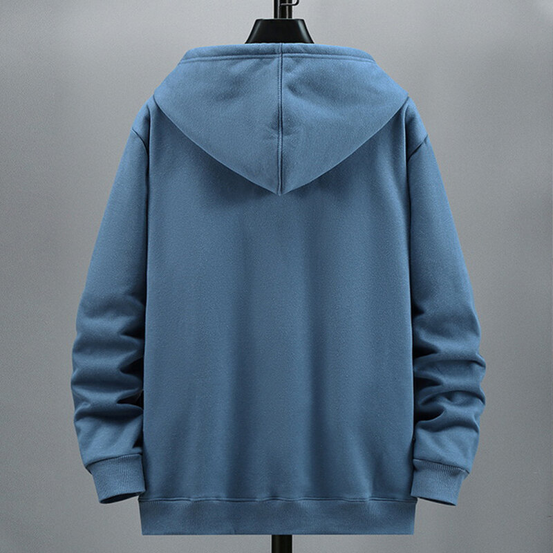 Sudadera con capucha de lana para hombre, chaqueta de talla grande 10XL, 12XL, Color sólido, azul, negro, rojo y gris, Otoño e Invierno