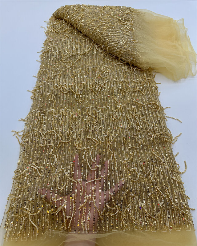 ผ้าลูกไม้ประดับลูกปัดแอฟริกัน2024คุณภาพสูงผ้าลูกไม้3D สไตล์ฝรั่งเศสปักเลื่อมไนจีเรียหรูหราสำหรับชุดแต่งงาน