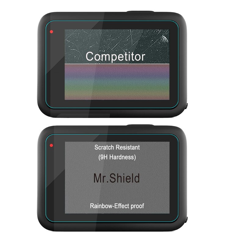 Защитная пленка Mr.Shield для экрана, совместимая с GoPro Hero 12 / GoPro Hero 11 / Hero 10 / Hero 9 [назад + объектив + спереди], 3 шт. в упаковке [9 шт.]