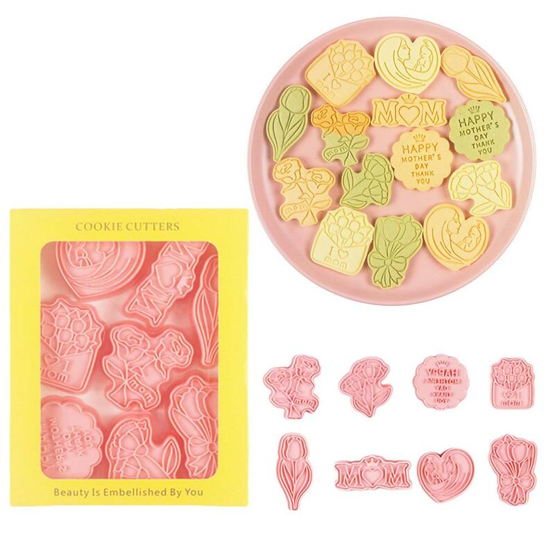 Molde para hornear galletas 3D tipo prensa, sello de galletas de madre feliz, herramientas de decoración de pasteles, accesorios de Fondant para hornear L4A1