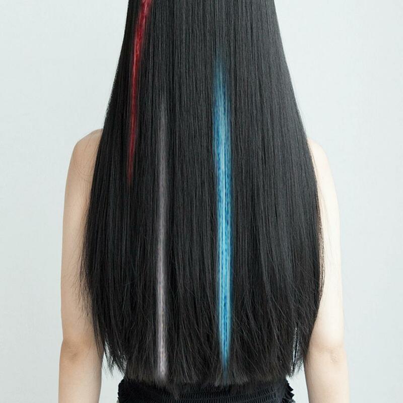 Extensiones de cabello de oropel brillante para mujer, Kit de accesorios para el cabello, 3 piezas, 45cm, colores del arcoíris, Clip de fijación